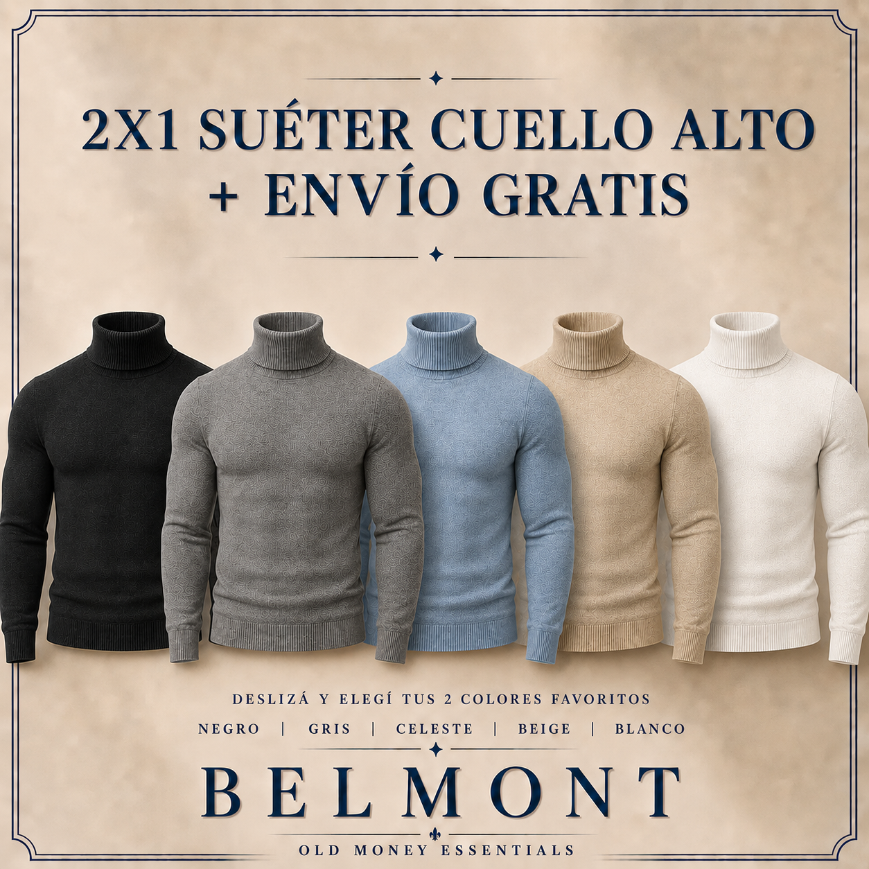 Suéter Cuello Alto 2x1 — Belmont Old Money