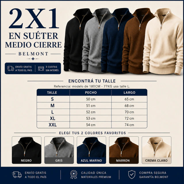 2x1 Suéter Medio Cierre | Belmont Old Money